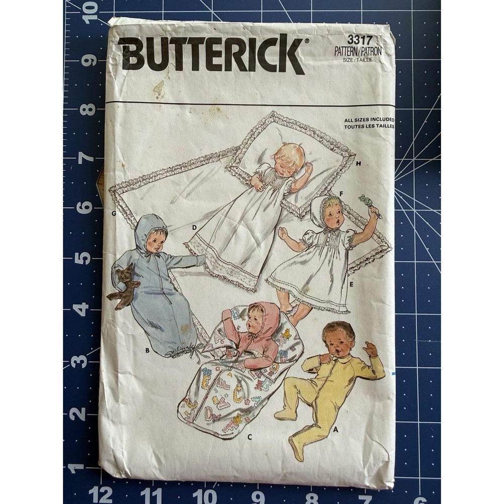 Butterick Pattern 3317 Layette & Christening Package Size Newborn - XL  CUT